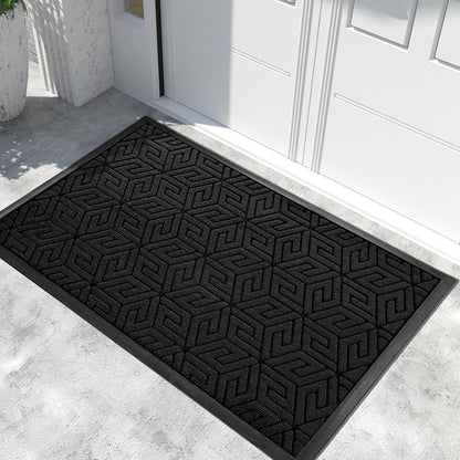 Yimobra Doormat Outdoor Entrance 29.5x17, All-Weather Waterproof Outdoor Mats for Front Door, Non Slip Welcome Door Mat for Patio Proch Outside Entryway Indoor, Black