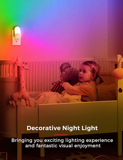 L LOHAS LED Night Lights Plug into Wall, [2 Pack] LED Dimmable Night Light with Light Sensors, 30/60LM Adjustable Brightness Nightlights, Soft White 3000K Automatic Night Light for Kid, Hallway
