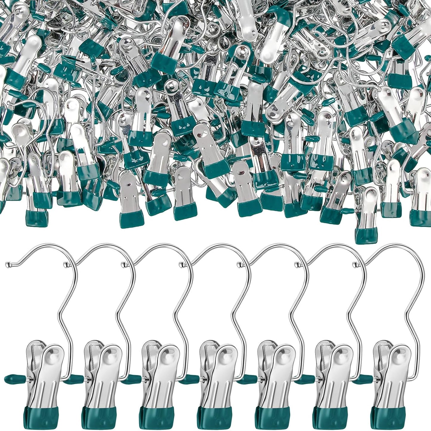 Yinder 150 Pcs Boot Hangers Clips Laundry Hooks Hanging Stainless Steel Clothes Pins Portable Clip Hangers for Closet Travel Socks Pants Handbags Hats Towels (Beige)