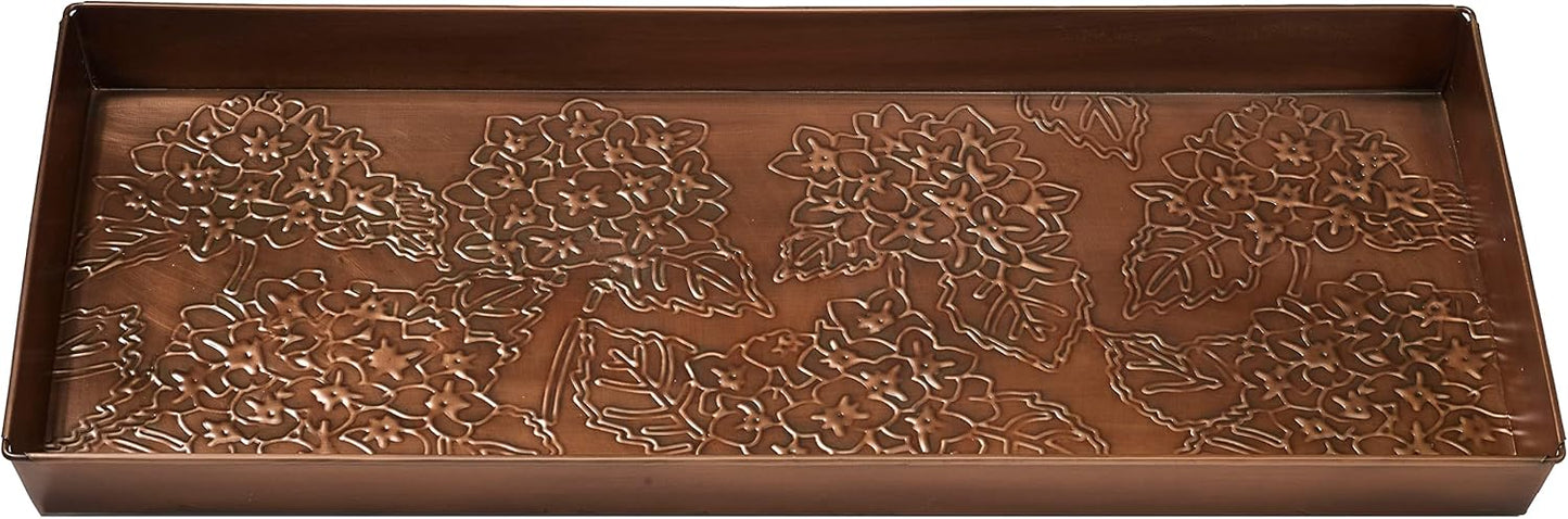 HF by LT Birch Forest Pattern Metal Boot Storage Tray, 30 x 13 inches, Antique Copper Finish