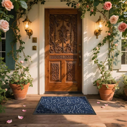 Yimobra Front Door Mat Outside Entrance, Waterproof Sturdy Retro Outdoor Mat, Heavy Duty Non-Slip Doormat for Garage Patio Entryway Indoor, Easy Clean, 29.5x17, Grey
