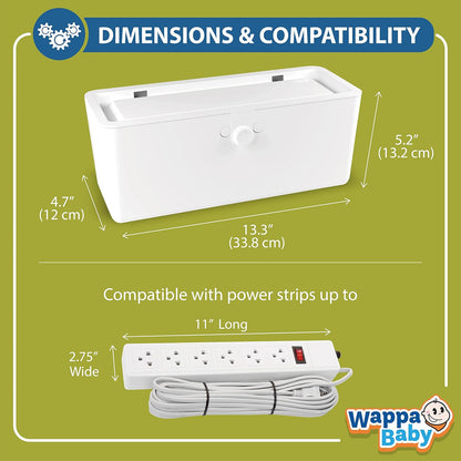 Power Strip Cover and Outlet Cover Box - Effectively Baby Proofs Power Strip on Floor or Wall, Protects Small Hands & Fingers, Cover Box and Outlet Cover Box (White-Bundle)