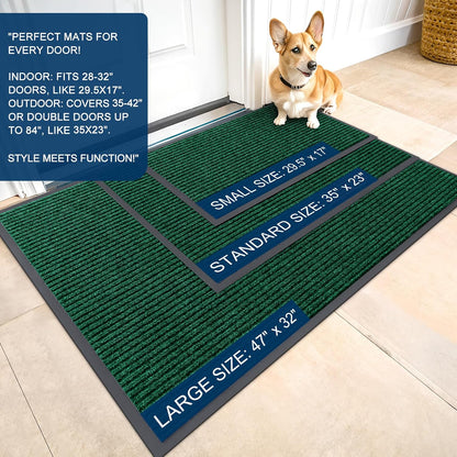 OLANLY Front Door Mat Indoor Outdoor Entrance, 2-Pack 29.5 x 17 Inch, Waterproof Heavy Duty Doormat, Fade Resistant, Low Profile, Easy Clean Patio Porch Welcome Floor Mats for Entry, Grey