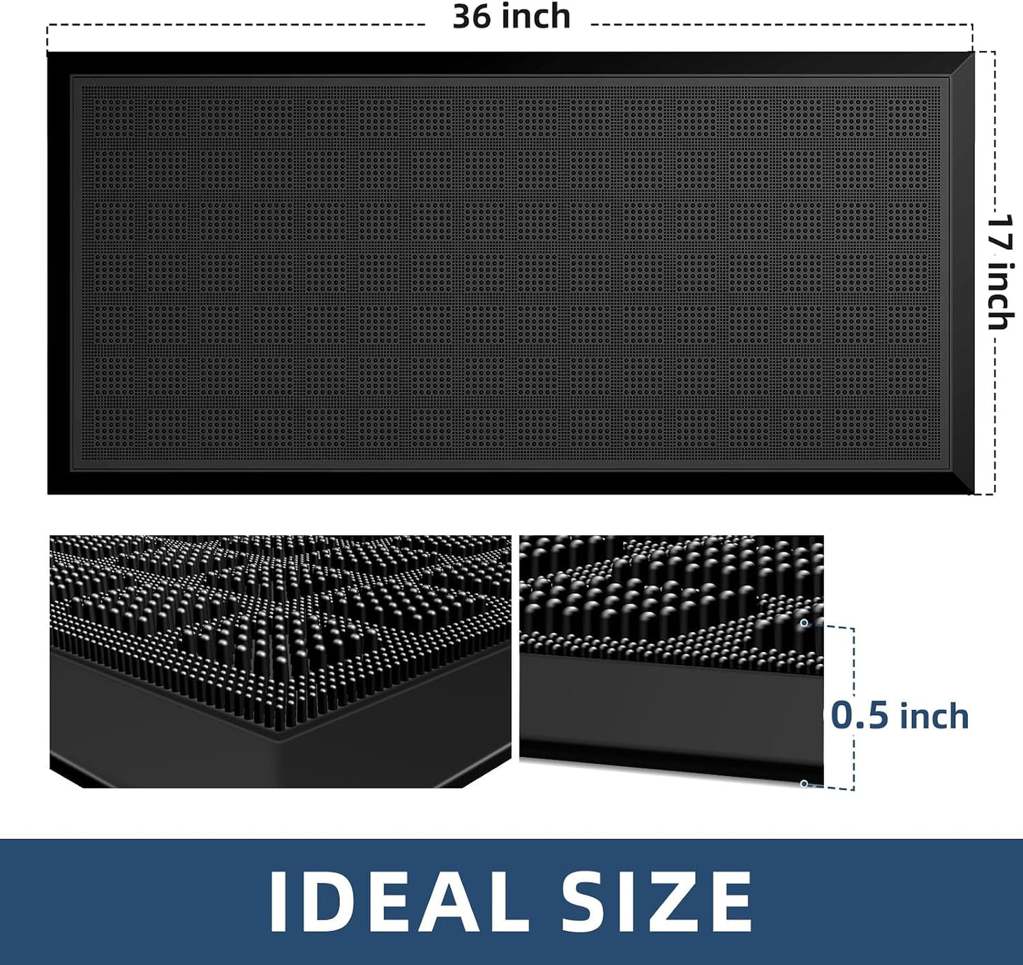 MATALL All-Weather TPE 36x17 Inch Versatile Mat -Indoor and Outdoor Non-Slip Boot Tray Floor Door Mat with Drainage Option for Home, Kitchen and Bath