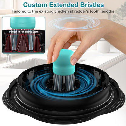 Mini Dish Brush for Cleaning Chicken Shredder, Palm Brush Dish Scrubber with Ergonomic Grip, Kitchen Brush for Washing Dishes, Pans, Pots, Sink (1, Black)