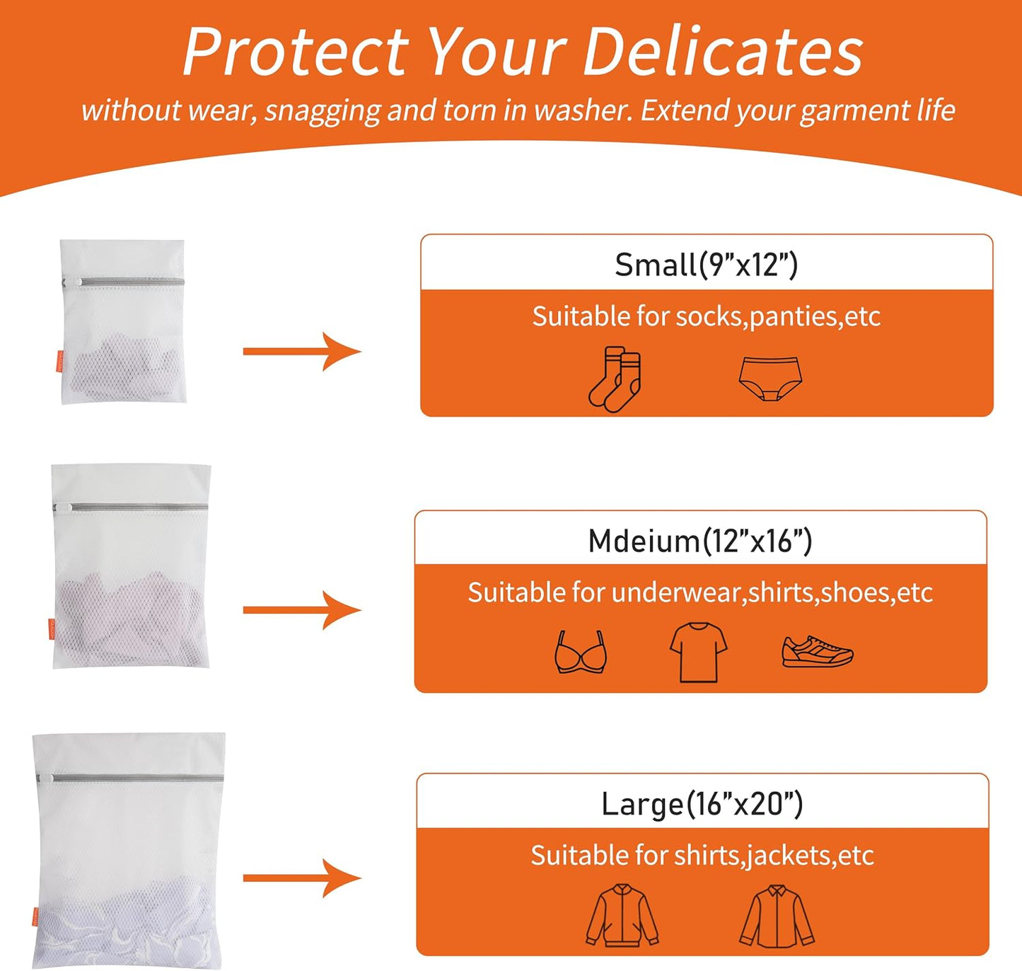 Polecasa Diamond Mesh Laundry Bags 3 Pack (16x20”, Large) | Durable Zipper, For Delicates, Lingerie, Bras, Underwear, Protect Garments in Washing Machine