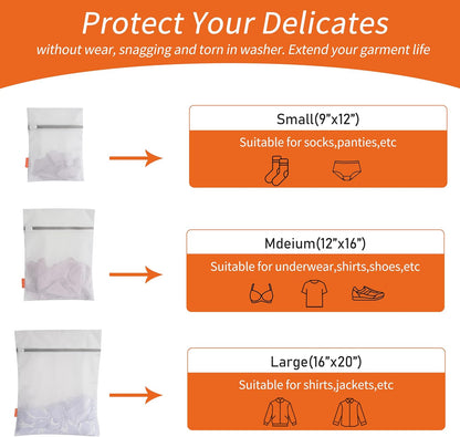 Polecasa Diamond Mesh Laundry Bags 3 Pack (16x20”, Large) | Durable Zipper, For Delicates, Lingerie, Bras, Underwear, Protect Garments in Washing Machine
