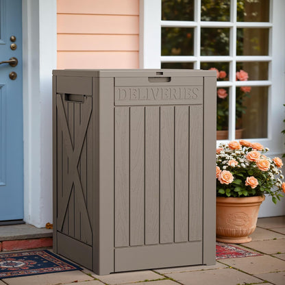 Greesum 31 Gallon Resin Deck Box All Weather Outdoor Storage Boxes for Patio Furniture Set,Outdoor Toys,Garden Tools,Black