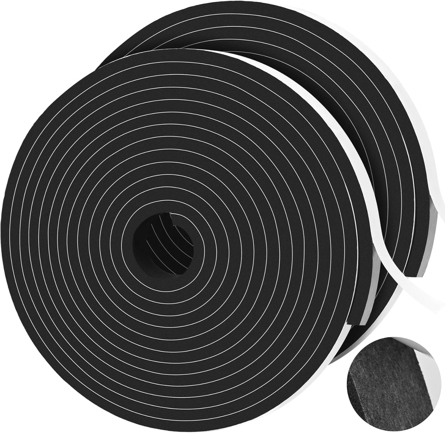 66Ft Foam Tapes Self Adhesive Foam Seal Strips 1/2In x 1/8In x 33.1Ft Each Roll Weatherstrips High Resilience Weather Stripping Door Seals for Door Soundproofing, Window Insulation (2R, White)