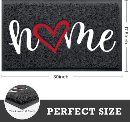 CozyBounty Black Door Mat Welcome Mats Outdoor Indoor Non-Slip Doormat for Entryway Low-Profile Floor Mat for Yard, Garage, High Traffic Areas (30"x17.5", Black)