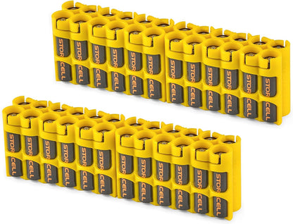 AA Battery Storage Caddy by Storacell, Yellow - Holds 24 Batteries (Not Included)