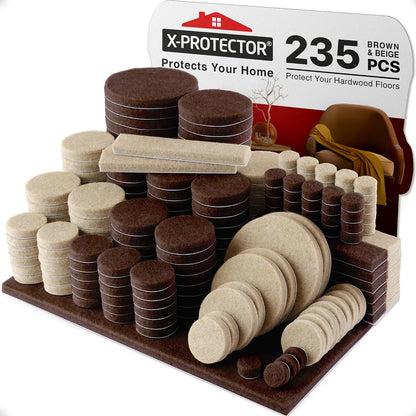 Felt Furniture Pads X-PROTECTOR - 48 Premium Floor Protector Chair Felts for Feet Wood Floors Best Hardwood Protect Your Hard Floors! (Brown)