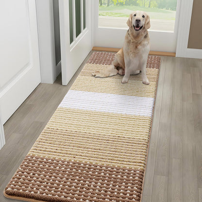Kitinjoy Indoor Outdoor Door Mat, 32x20 Non-Slip Absorbent Dirt Trapper, Low-Profile Washable Inside Entrance Front Floor Mat, Sturdy Soft Entry Doormats for Entryway, Grey