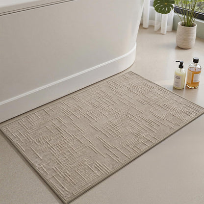 AMOAMI Bath Mat Non Slip Super Absorbent Quick Dry Bath Mats for Bathroom Floor Rubber Backing Washable Bathroom Rugs Modern Woven Jacquard Mat, Beside Tub Bath Rugs, 17" x 24", LightGrey
