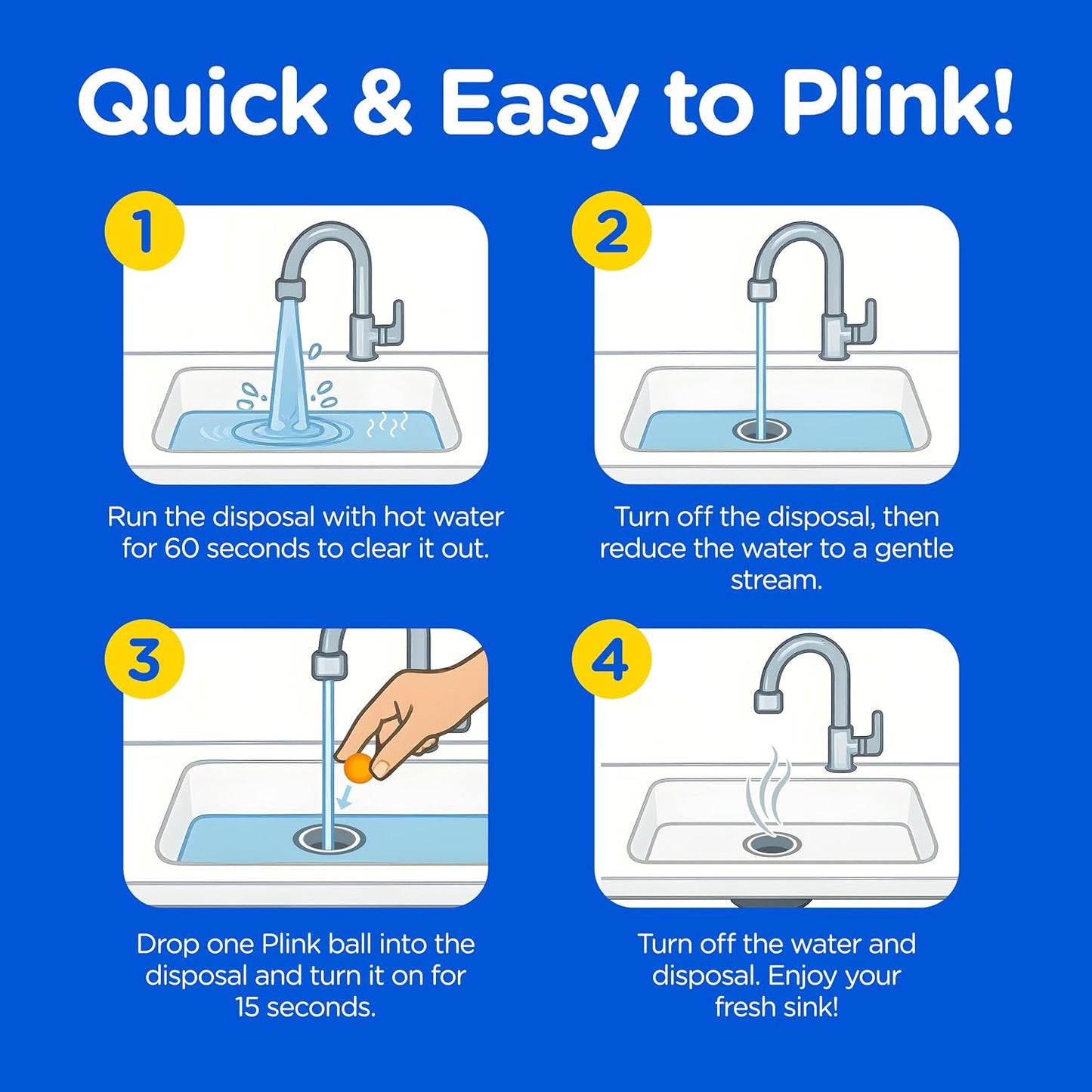 COMPAC HOME Plink Garbage Disposal Cleaner and Deodorizer, Air Fresheners for Garbage Disposal, Lemon Scent, Home Cleaning Products for Kitchen Sink and Clogged Drains, 20 Count (Pack of 1)