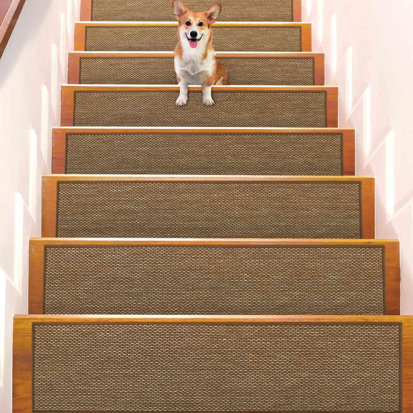 9" x36" Stair Treads Non Slip for Wooden Steps Indoor, 15 Pack, Beige | Reusable Peel and Stick Extra Wide Stair Treads Machine Washable