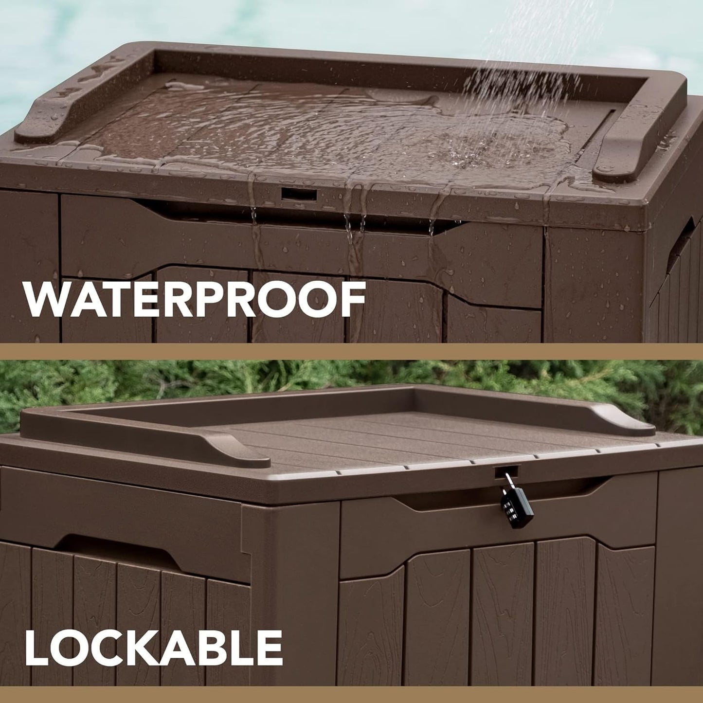 Devoko 30 Gallon Resin Deck Box Waterproof Outdoor Storage Box for Patio Furniture Pool Accessories Indoor Storage for Cushion Garden Tools (30 Gallon, Black)