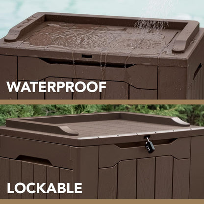 Devoko 30 Gallon Resin Deck Box Waterproof Outdoor Storage Box for Patio Furniture Pool Accessories Indoor Storage for Cushion Garden Tools (30 Gallon, Black)