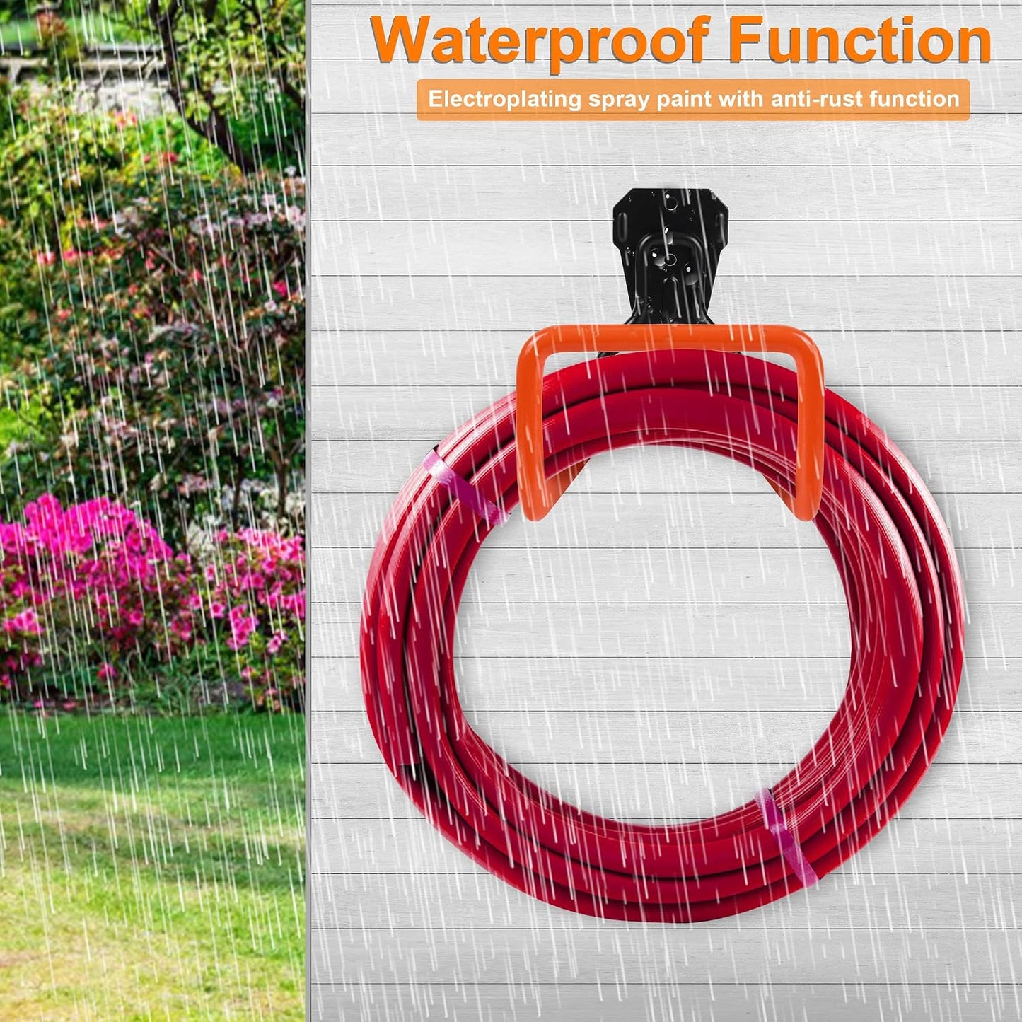PeoMev 2pcs Heavy Duty Hose Hanger Garden Hose Storage Black Water Hose Holders for Outside Wall Mount Garden Hose Reel Hose Stand