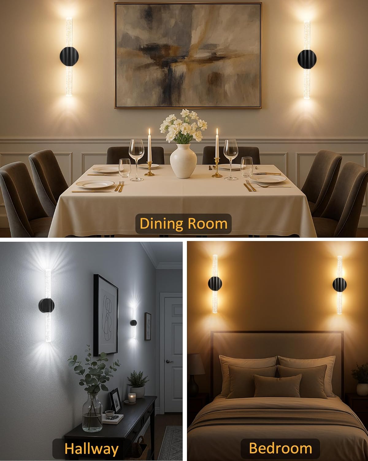 Peel and Stick on Wall Sconce set of 2, Rechargeable No Drill Gold Wireless Magnetic Battery Operated Wall Lights with Remote, Dimmable Cordless Wall Lamps for Bedroom Living Room Bathroom Decor