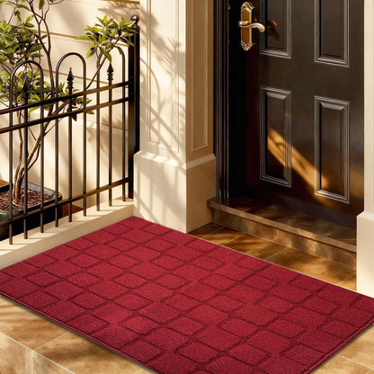 Front Door Mat Outside Entrance, Outdoor Indoor Door Mats for Entryway, Entrance, Entry, Patio, Waterproof Non Slip Doormat, Low-Profile, 20" × 31.5“, Black