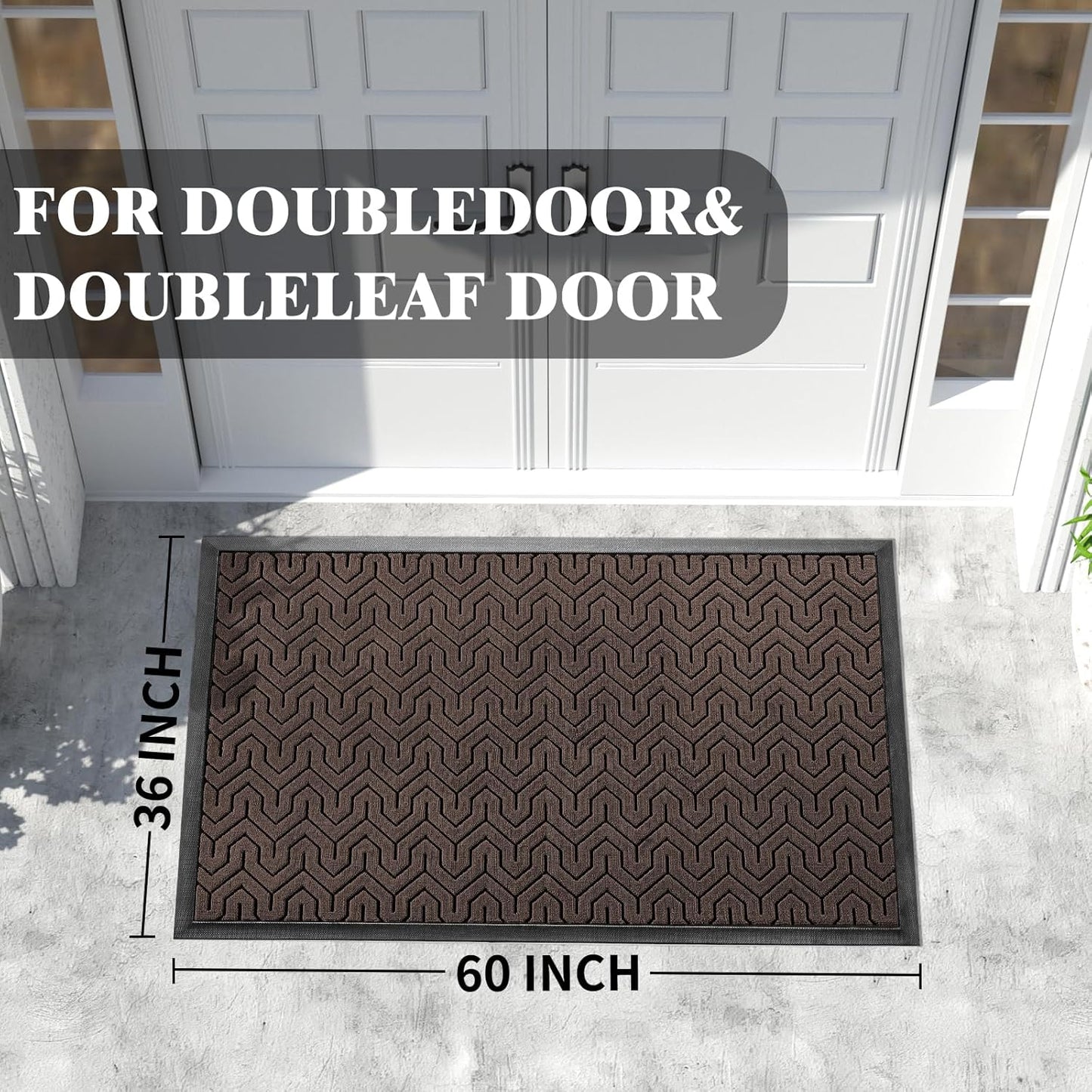 Yimobra Front Door Mat Outside Entrance 29.5x17, Waterproof Heavy Duty Outdoor Mats for Front Door, Non Slip Rubber Entry Mat for Garage Patio Indoor, Grey