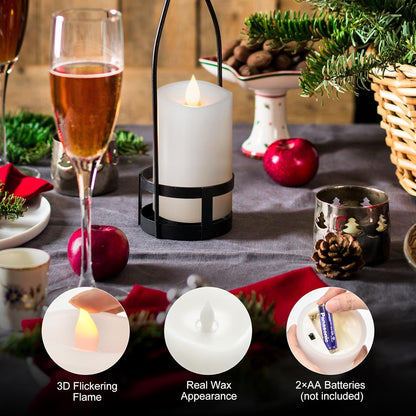 3x4 Flickering Flameless Candles Set of 3,Real Wax Pillar LED Candles,with Timer,4 inch Flameless Candles with Remote,for Party Wedding Holiday Home Decor,Ivory