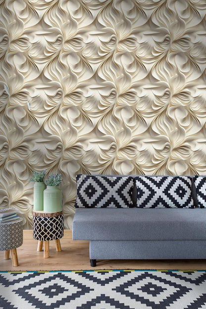 Floral Peel and Stick Wallpaper 3D Effect Interior Wall Décor Contact Paper Self Adhesive Removable Renter Friendly for Bedroom Living Cabinet Room 17.7in x 9.8ft (Not Textured Wallpaper