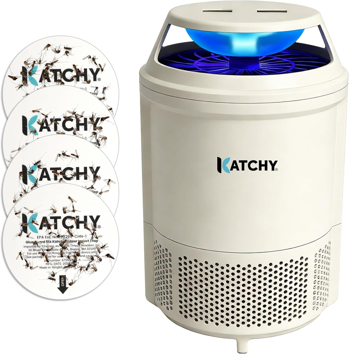 Katchy Flying Insect Trap Indoor – Catcher & Killer for Mosquito, Fruit Fly, Gnat & Small Moth – Non-Zapper with Suction & Blue Light – Ideal for Indoor Spaces, Kitchen & Plants (Original, Black)
