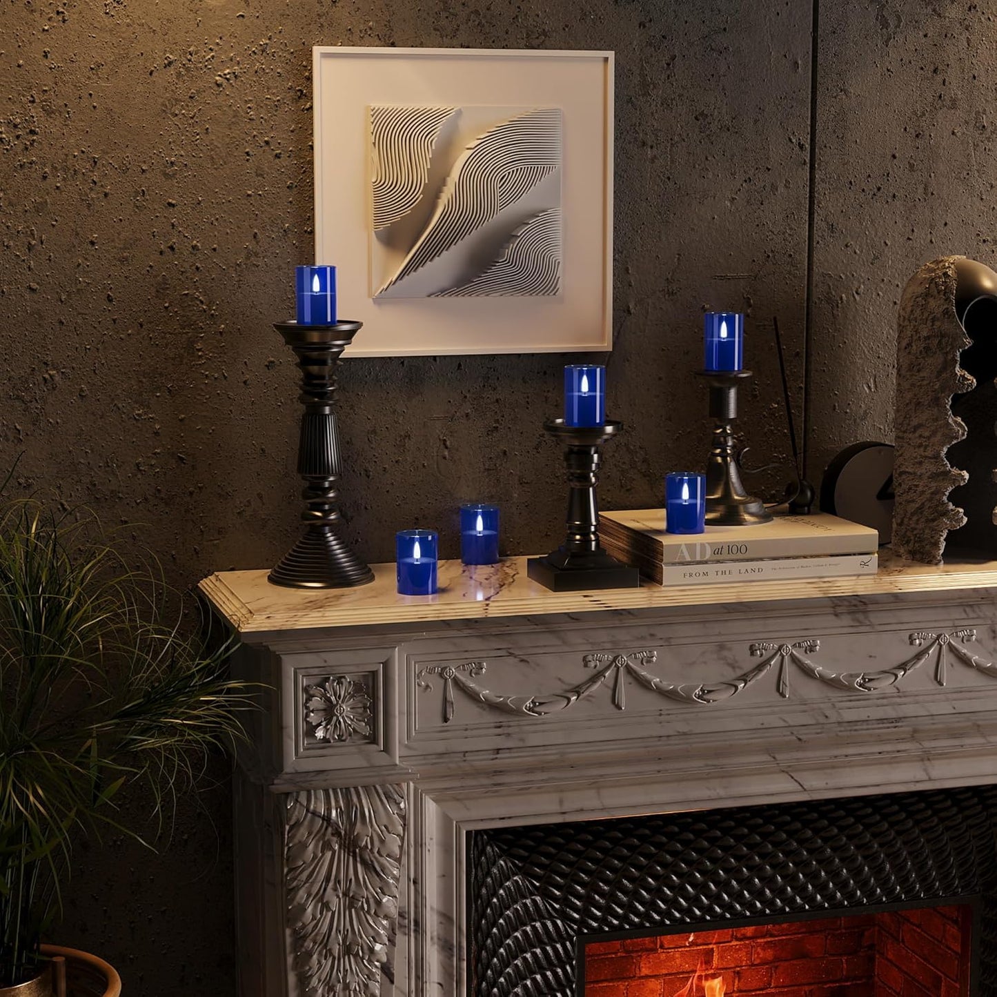 VIODAIM 12Pack Flickering Flameless LED Candles with Remote & Timer, Battery Powered - Small Pillar & Votive, Clear (2"X3")