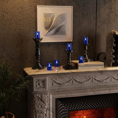 VIODAIM 12Pack Flickering Flameless LED Candles with Remote & Timer, Battery Powered - Small Pillar & Votive, Clear (2"X3")