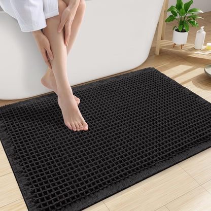 Smiry Waffle Bath Mat 30x20, Extra Soft Absorbent Bathroom Rugs, Non Slip Machine Washable Quick Dry Bath Rugs for Bathroom Floor, Tub, Shower, Home Decor Accessories, Brown