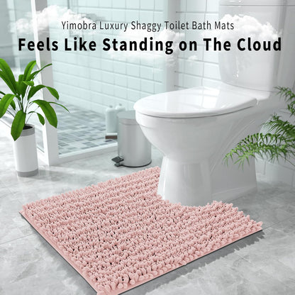 Yimobra Bathroom Rugs Non Slip Washable - Ultra Soft Absorbent Chenille Bath Mat, Quick Dry Shaggy Floor Carpet for Tub Shower, Gray Home Decor Accessories, 24x17 Inch