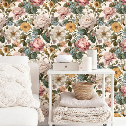 Orainege Pink Floral Peel and Stick Wallpaper Removable Self Adhesive Wallpaper 16.9inx118.1in Modern Wall Paper for Bedroom Bathroom Green Leaf Contact Paper for Cabinets