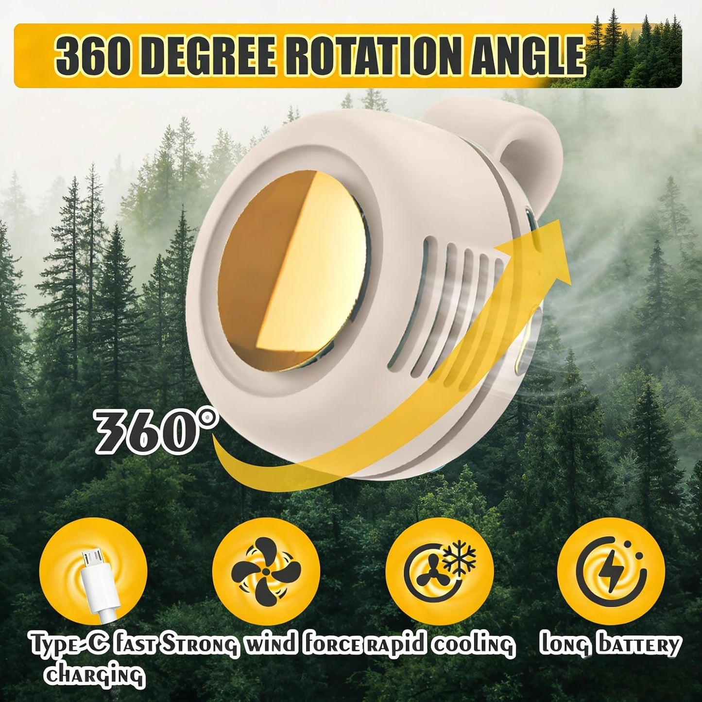 Portable Silent Mini Bladeless Electric fan Clip-On,3-Speed Rotatable Hands-Free Clip-On Fan for Shirt and Waist,Portable Mini Bladeless Fan Clip-On,For Outdoor & Travel & Office & Indoor