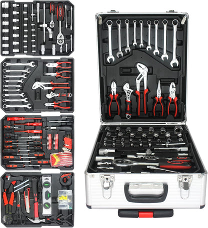 899PCS Tool Set, Household Tool Kit with Rolling Tool Box, Complete Tool Box Set Hand Tool Set with Tool Box, Mechanic Tool Set Rolling Tool Set for Auto Repair/Home Tool Set (Black)
