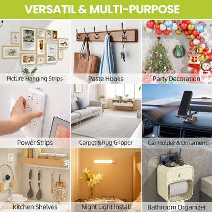 Double Sided Tape Heavy Duty, Removable Nano Double Sided Adhesive Tape, Clear Mounting Tape Picture Hanging Adhesive Strips Waterproof for Walls Photo Crafts Carpet Poster, 0.39" x 16.5FT