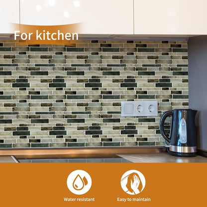 WOWSTAR 10-Sheet Peel and Stick Backsplash Tile for Kitchen, Back Splash Stick On Tiles for Kitchen Wall (Grey and Blue)