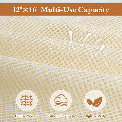 Natural Cotton Mesh Laundry Bags 12x16" 3-Pack,Gentle Wash for Lingerie, Baby Clothes & Travel Essentials