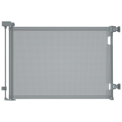 Retractable Baby Gates, Mesh Dog Gate for Doorways, 33.6" Tall, Expands to 55" Wide,Pet Safety Essential Fit for Baseboards, Wide Toddlers Gates for Hallways, Indoor & Outdoor,Gray