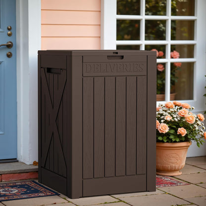 Greesum 31 Gallon Resin Deck Box All Weather Outdoor Storage Boxes for Patio Furniture Set,Outdoor Toys,Garden Tools,Black