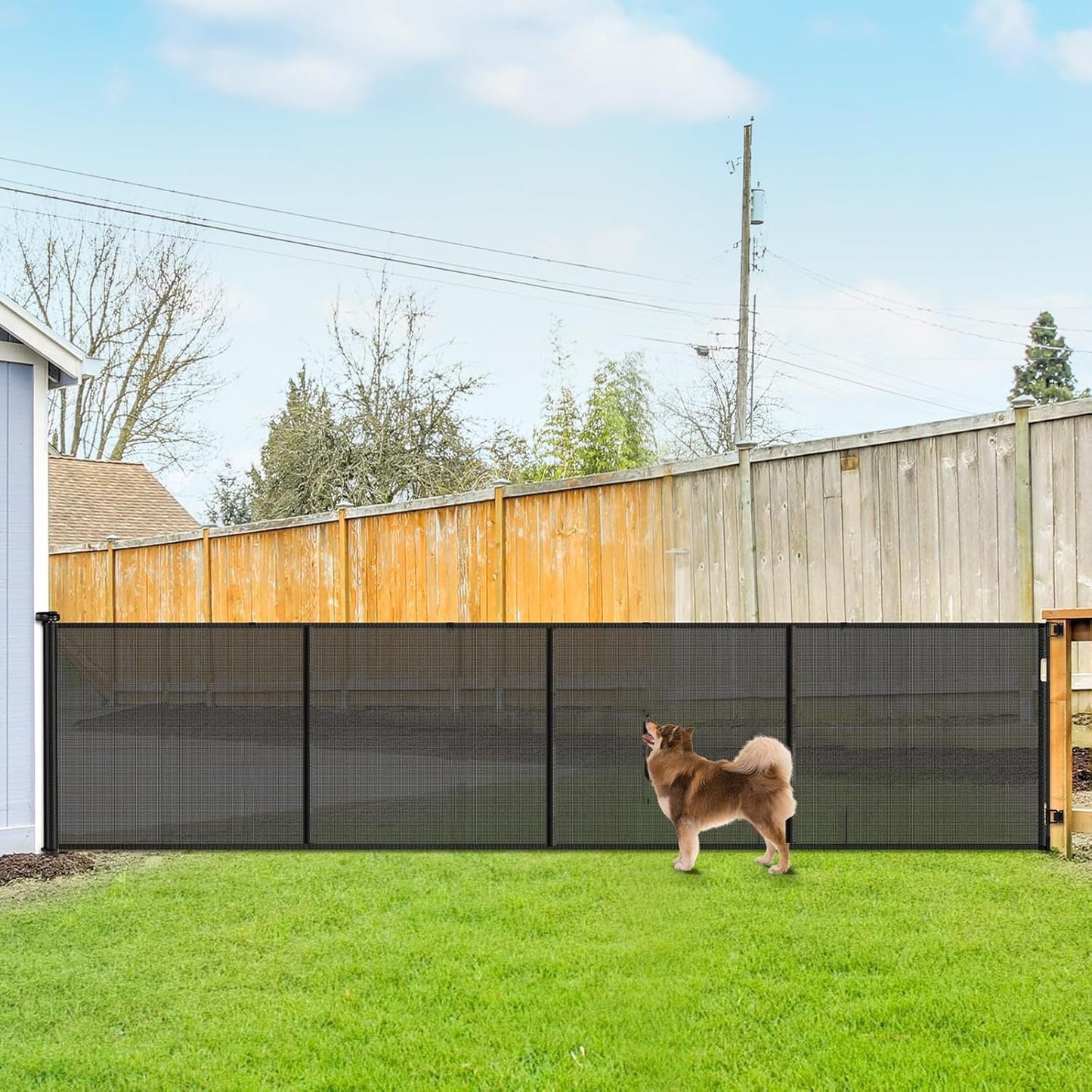 Newly Enhanced - 42" Tall × 120" Extra Wide Retractable Baby Gate Keeps Pets from Getting Under Tall Dog Gate, Indoor/Outdoor Baby Gates for Dogs, Retractable Dog Gate for Large Openings, White