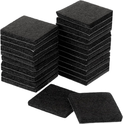 uxcell Furniture Pads, 24Pcs 1.5" - Square Self Adhesive Felt Furniture Pads, Floor Protectors for Furniture Feet Chairs Legs Hardwood Floors (Black)