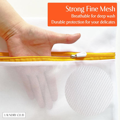 4 Pack Mesh Laundry Bags for Delicates 12inx16in LAUNDRY CLUB® | Dryer Safe, Breathable Fine Net, Sturdy Anti-Rust Zipper, Mesh Laundry Bags for Lingerie, Bra, Underwear, Socks