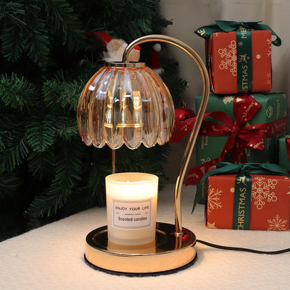 Electric Candle Warmer Lamp with Timer & Dimmer, Gray Tulip Lampshade | For Scented Jar Candle, 2 Bulbs Included, Birthday Gift for Women, House Warming Gifts, Home Office Apartment Decor