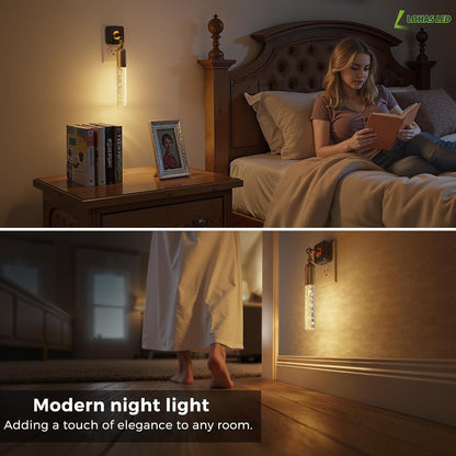 L LOHAS LED Night Light,Dimmable Night Lights Plug into Wall, 2 Pack Acrylic Nightlight with 0-100 LM Adjustable Brightness, 3000K Plug in Night Light with Dusk to Dawn Sensor, for Bathroom Hallway