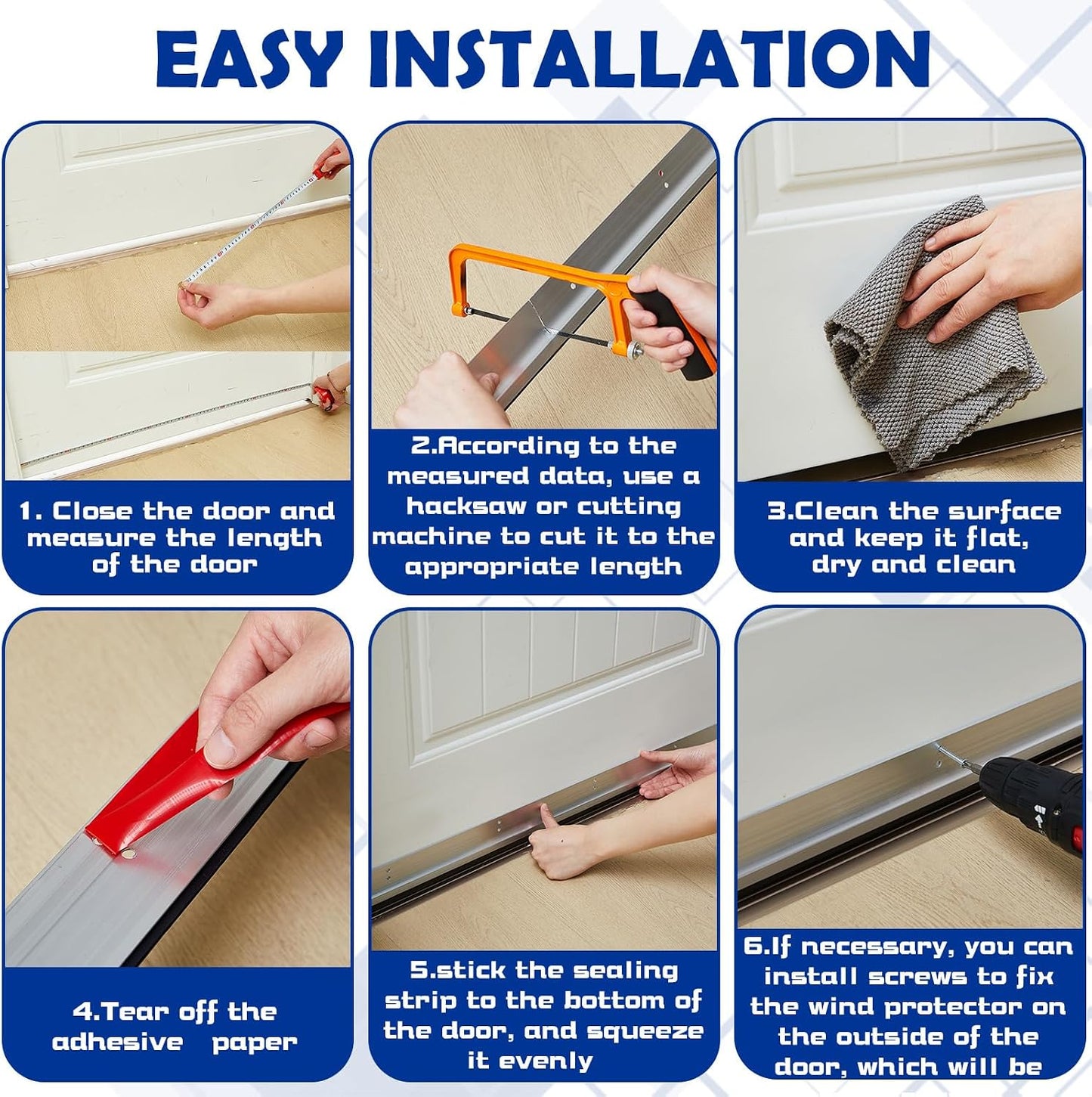 Gisafai 2 Pcs 48 Inches Metal Door Draft Stopper, Door Sweep, Mouse Stopper, Mice Seal Strip, Aluminum, Noise Blocker, Keep Rodents and Pests Out, Enhanced Weather Sealing, Easy to Install, Black