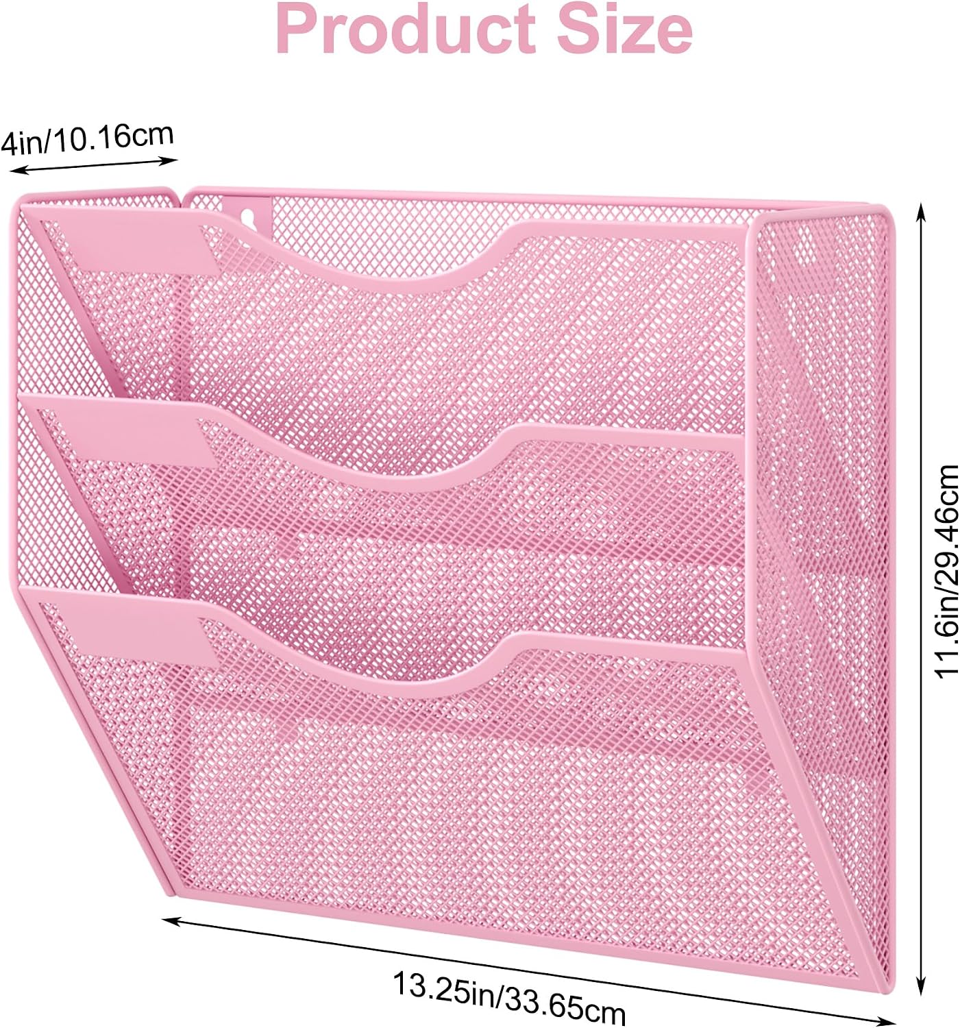 EasyPAG 5 Pocket Mesh Wall File Organizer with Key Hooks, Hanging Paper Folder Holder with Classify Label, Vertical Wall Mount Mail Organizer for Office Home Classroom, Black