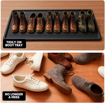 HIYARD Rubber Boot Tray for Entryway, Multipurpose Boot Mat, Shoe Tray, Shoe Mat for Indoor and Outdoor, 16x27.5, Black