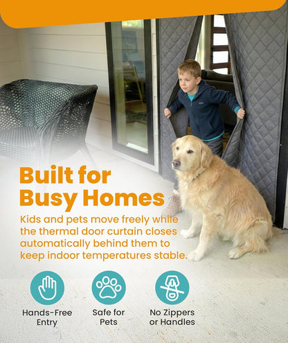 Flux Phenom Magnetic Screen Door - Bugs Out, Breeze in - 9min Install Auto-Sealing Heavy Duty Double Stitched Mesh, 52 Magnets, Hands Free Sliding & Patio Doors Net, Pet & Kid Friendly, 38 x 82 Inch